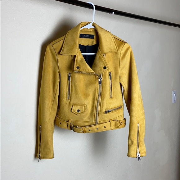 zara yellow suede jacket